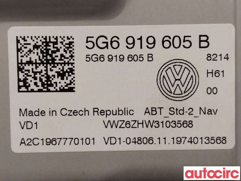 Multimedia display (MCU - Media Controller Unit) til VW Passat 2015-2019 (Fase 1) (B8) (B8) (VOLKSWAGEN|5G6919605B)