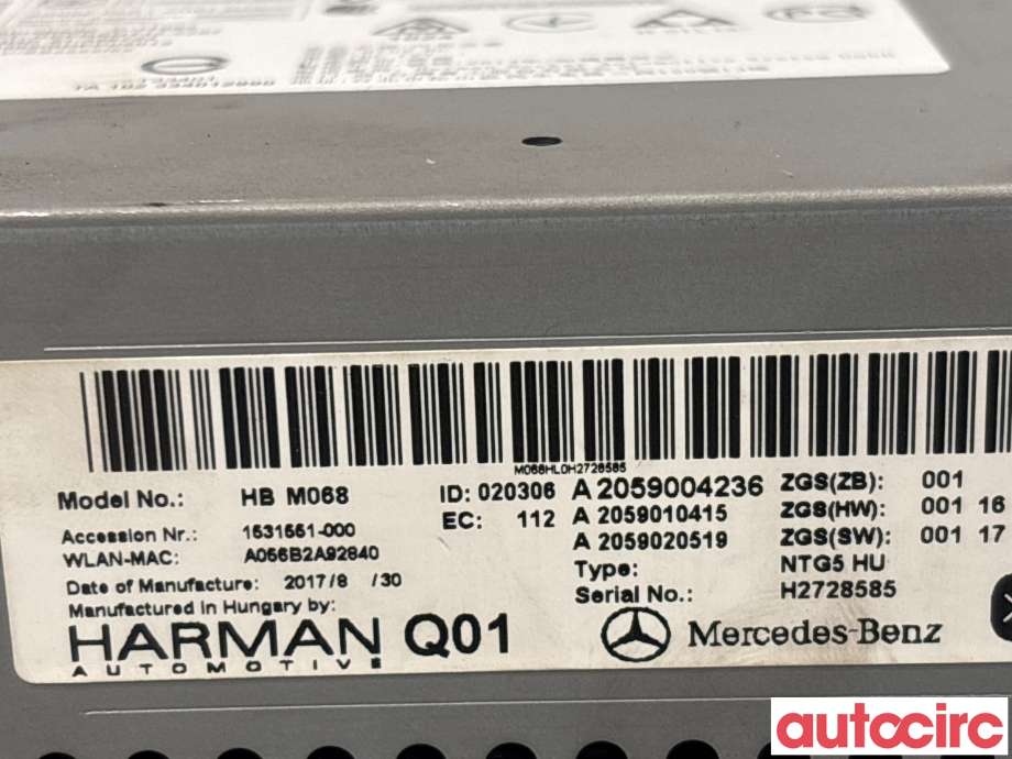 Bilstereo navigasjon til Mercedes Vito 2014-->> (W447) (W447) (MERCEDES|A2059008430|HBM068|A2059000541)