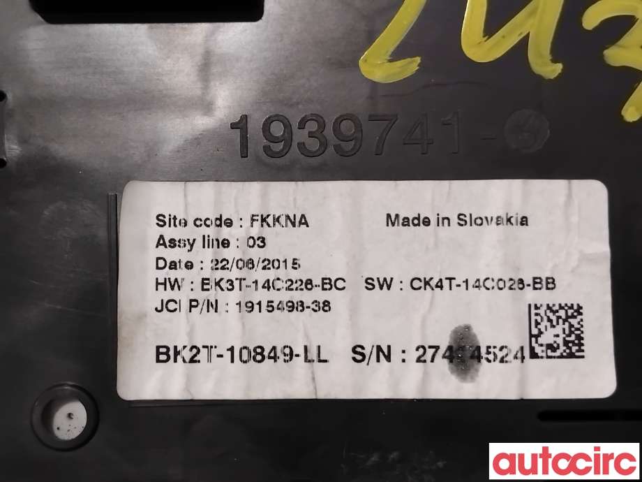 Instrumentpanel til Ford Transit Custom 2013-2023 (Type I)  (FORD|2780573|1915498-38|BK2T-10849-LL)