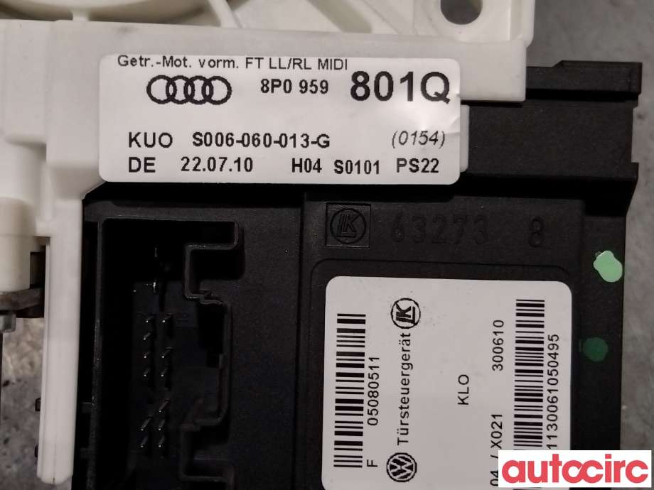 Ruteheis venstre foran til Audi A3 2009-2012 (Type II, Fase 2)  (AUDI|8P0959801P|0130822205|8P0959801Q)