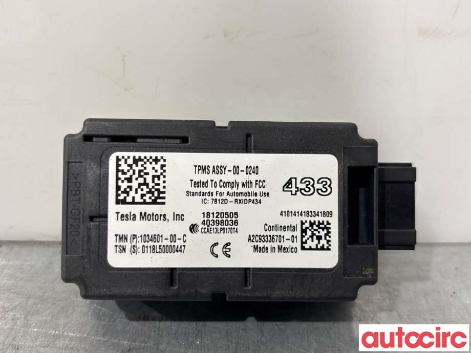Sensor dekktrykk til Tesla Model X, 2016-->>  (TESLA|1034601-00-C)