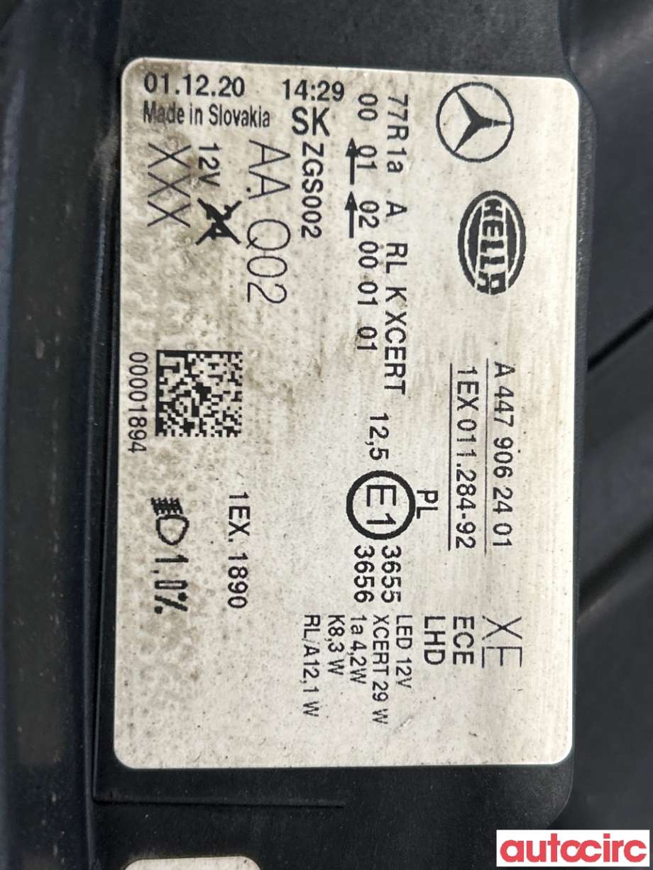 Frontlykt høyre halogen til Mercedes Vito 2014-->> (W447) (W447) (MERCEDES|A4479062401)