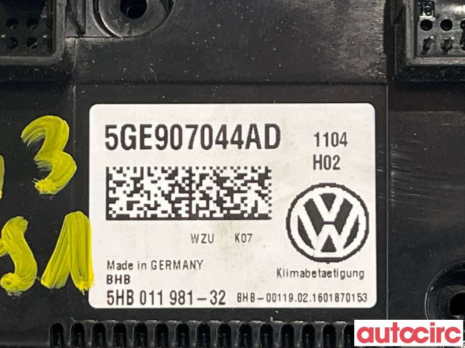 Varmeapparat betjening til VW e-Golf 2014-2017 (Fase 1)  (VOLKSWAGEN|5GE907044AD)