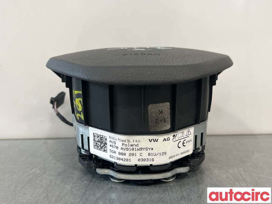 Airbag rattpute til VW e-Golf 2014-2017 (Fase 1)  (VOLKSWAGEN|5G0880201S|5G0880201C)