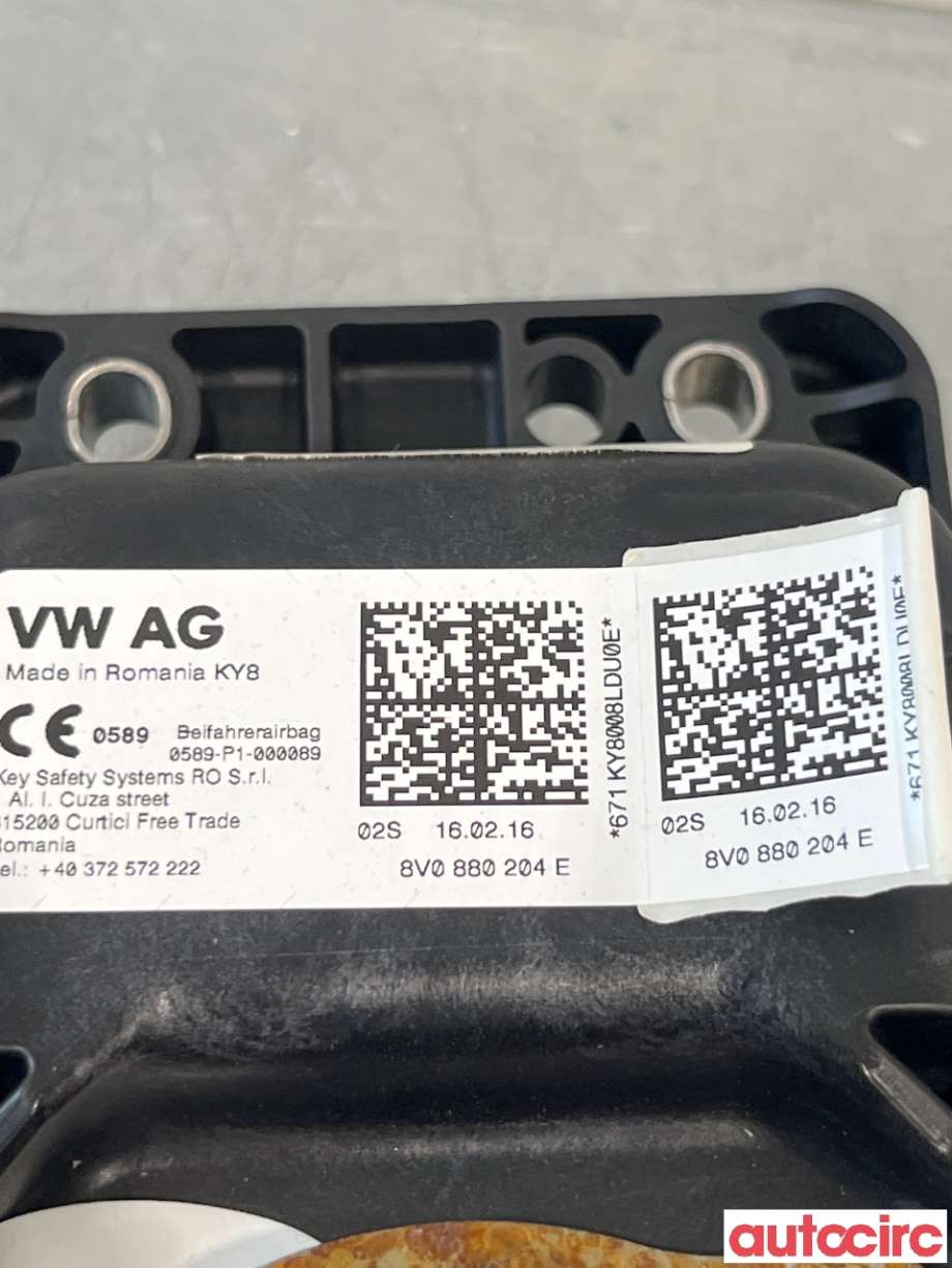 Airbag passasjer til VW e-Golf 2014-2017 (Fase 1)  (VOLKSWAGEN|8V0880204M|8V0880204E)