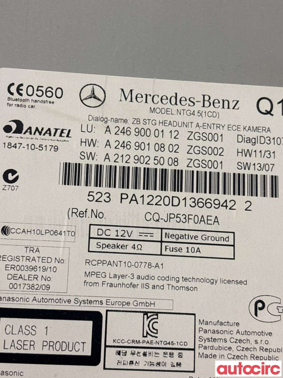Bilstereo til Mercedes A-Klasse 2012-2018 (W176) (W176) (MERCEDES|A2469000112|)