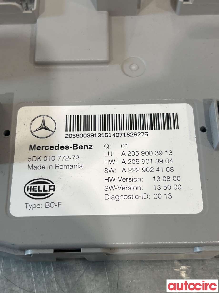 Styreenhet comfort (BCM) til Mercedes C-Klasse 2014-2018 (Fase 1) (W205) (W205) (MERCEDES|A2059003913|5DK010772-72)