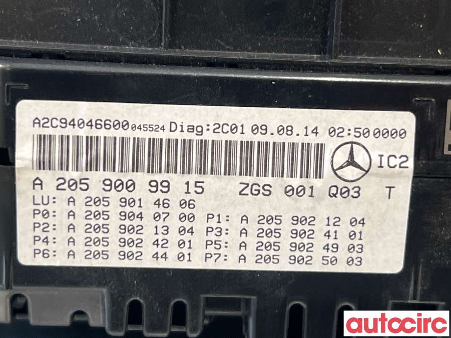 Instrumentpanel til Mercedes C-Klasse 2014-2018 (Fase 1) (W205) (W205) (MERCEDES|A2059009915)