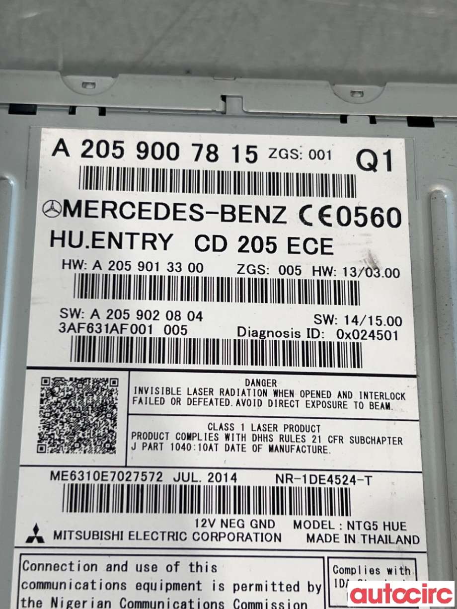 Bilstereo til Mercedes C-Klasse 2014-2018 (Fase 1) (W205) (W205) (MERCEDES|A2059007815)