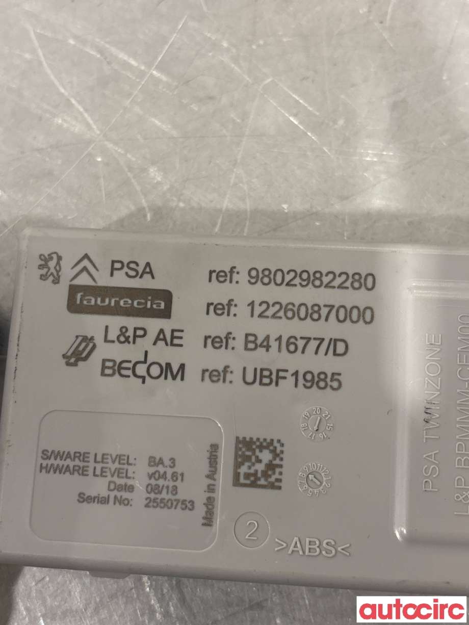 Styreenhet diverse til Peugeot 308 2013-2021 (Type II) (PEUGEOT|9802982280|)