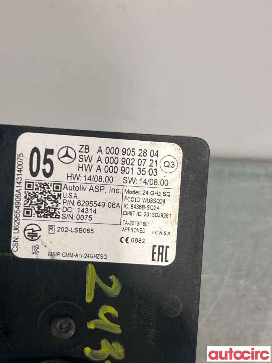 Sensor radar til Mercedes C-Klasse 2014-2018 (Fase 1) (W205) (W205) (MERCEDES|A0009052804|)