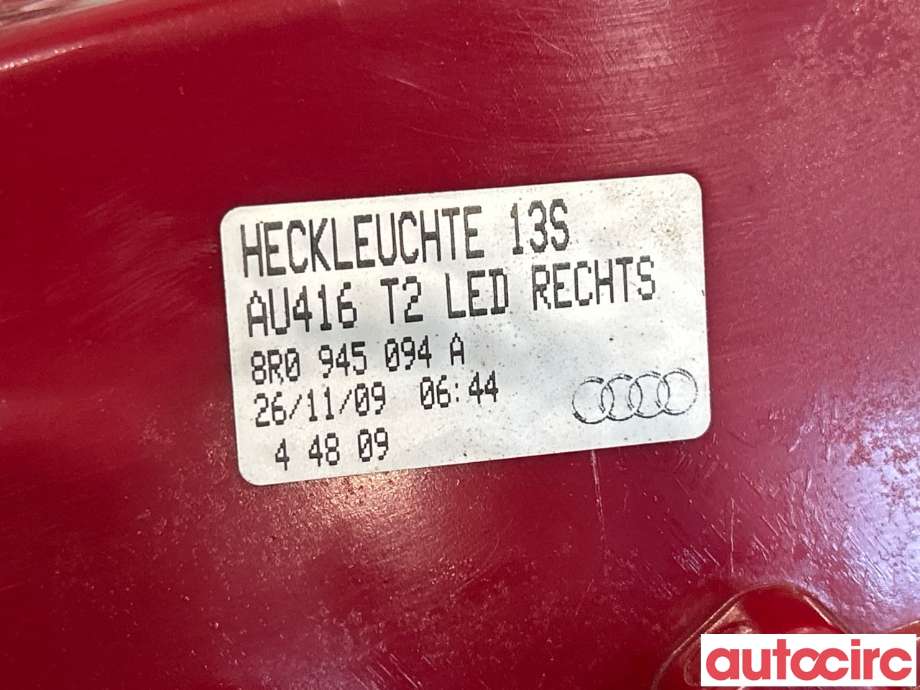 Baklykt høyre til Audi Q5 2008-2012 (Type I, Fase 1)  (AUDI|8R0945094A)