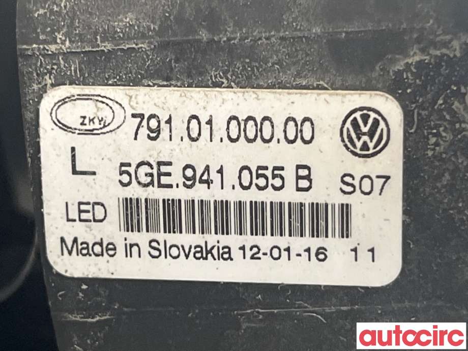 Tåkelykt venstre foran til VW e-Golf 2014-2017 (Fase 1)  (VOLKSWAGEN|5GE941055B)