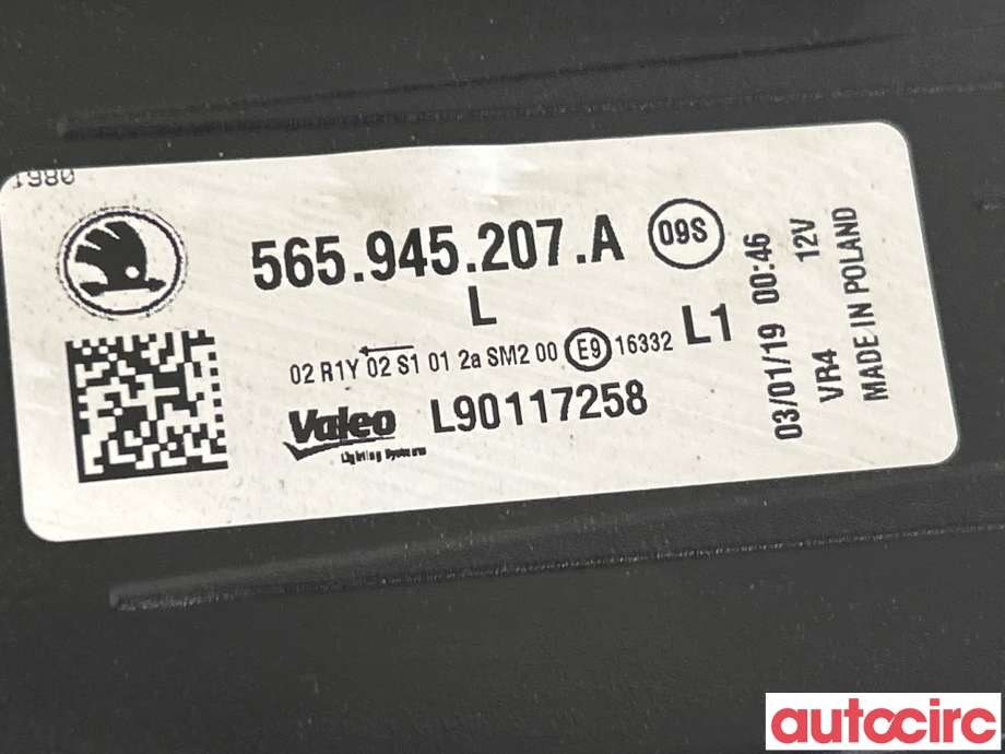 Baklykt venstre til Škoda Kodiaq 2017-->>  (SKODA|565945207A|L90117258)