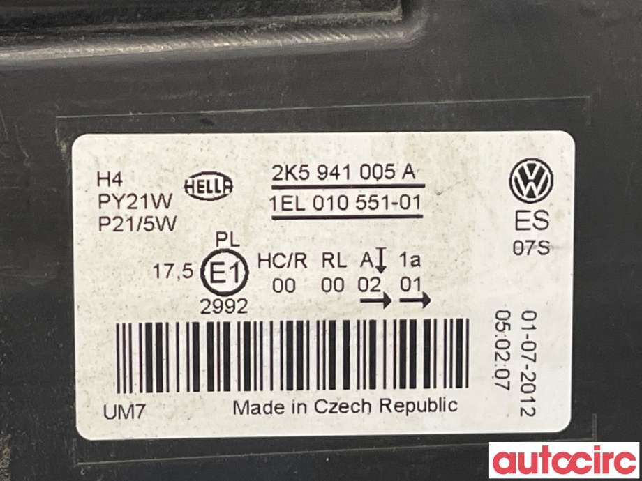 Frontlykt venstre halogen til VW Caddy 2010-2015 (Type III, Fase 2)  (VOLKSWAGEN|2K5941005A)