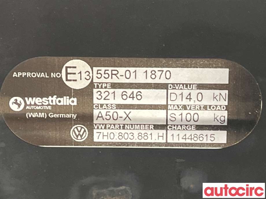 Hengerfeste til VW Transporter / Caravelle 2015-2019 (T6) (T6) (VOLKSWAGEN|7H0092101B|321646|7H0803881H)