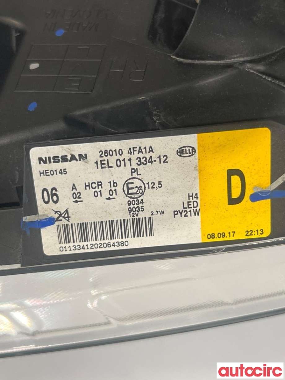 Frontlykt høyre halogen til Nissan NV200 2010-2019  (NISSAN|260104FA1A|)