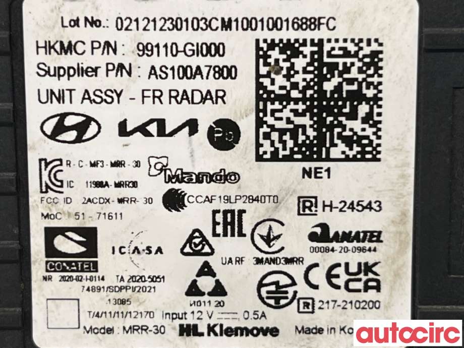 Sensor radar til Hyundai Ioniq 5 2021-->>  (HYUNDAI|99110GI000||99110-GI000)