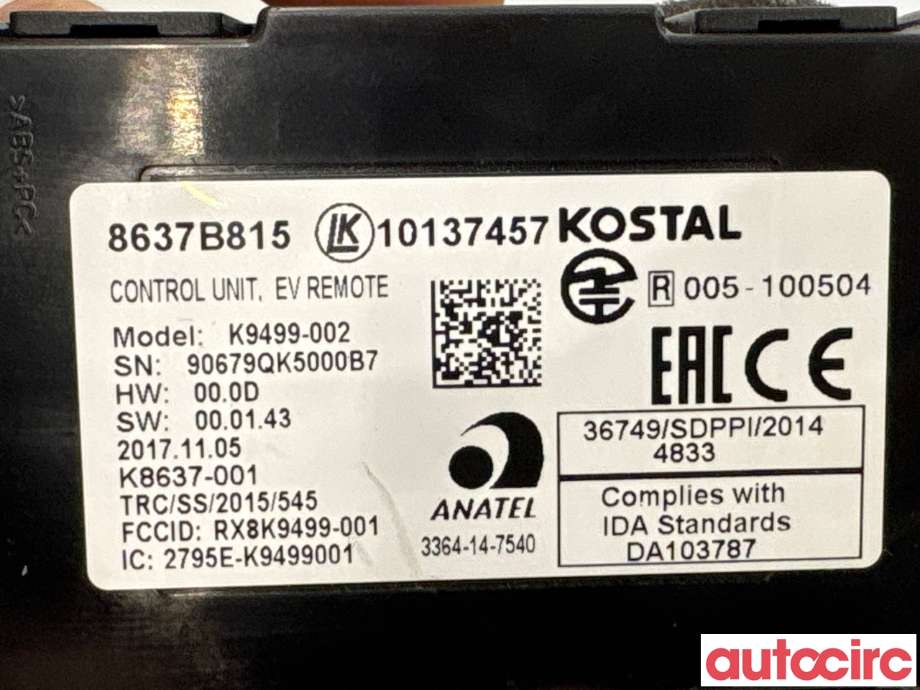 Styreenhet diverse til Mitsubishi Outlander 2015-->> (Type III, Fase 2)  (MITSUBISHI|8637B819|K9499-002|8637B815)