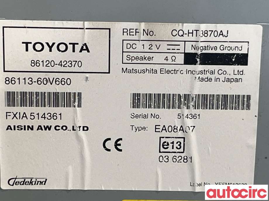 Bilstereo til Toyota RAV4 2009-2013 (Type III, Fase 2)  (TOYOTA|8610042210|8612042370)