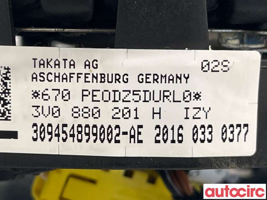 Airbag rattpute til Škoda Superb 2015-->> (Type III)  (SKODA|3V0880201H|)
