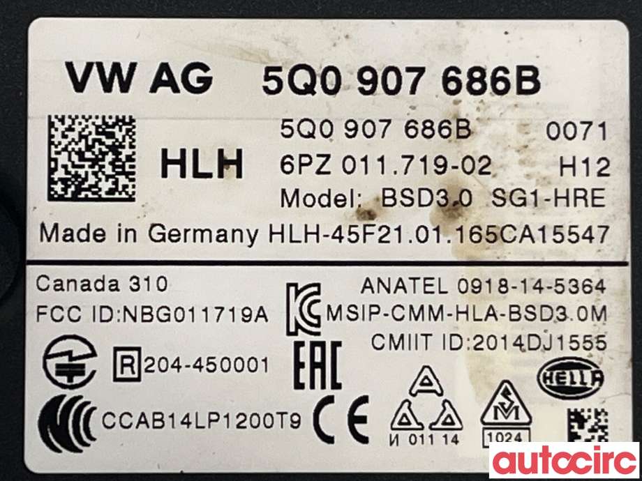 Sensor radar til Škoda Superb 2015-->> (Type III)  (SKODA|5Q0907686B|6PZ011719-02)