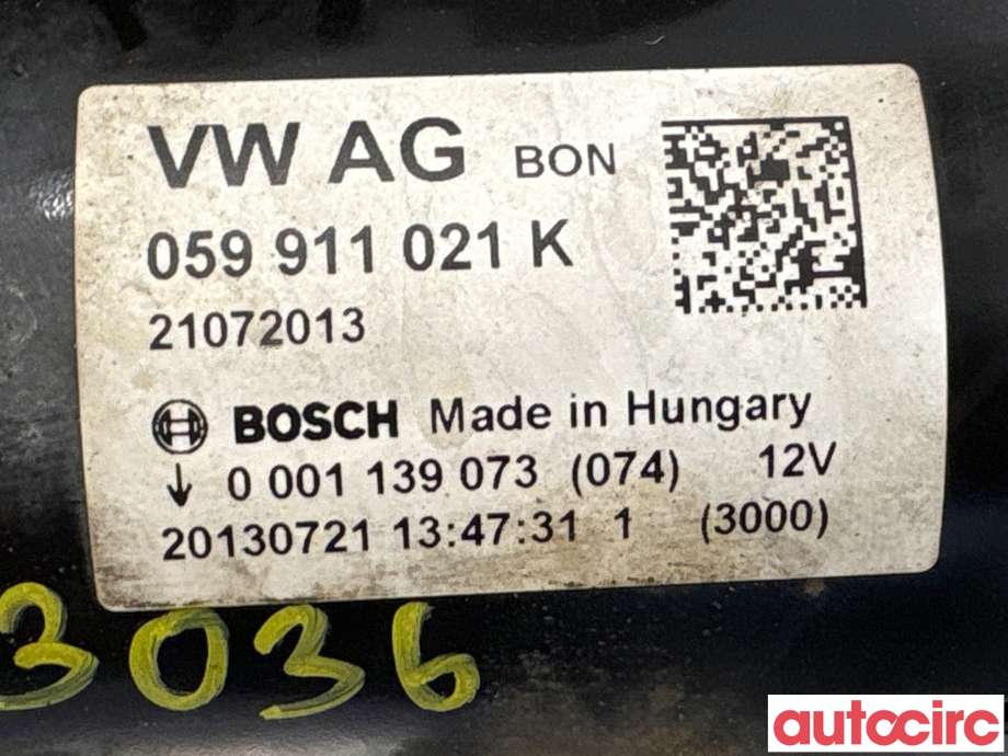 Starter diesel til Audi A6 2011-2014 (Type IV, Fase 1) (C7) (C7) (AUDI|059911021KX|0001139073|059911021K)