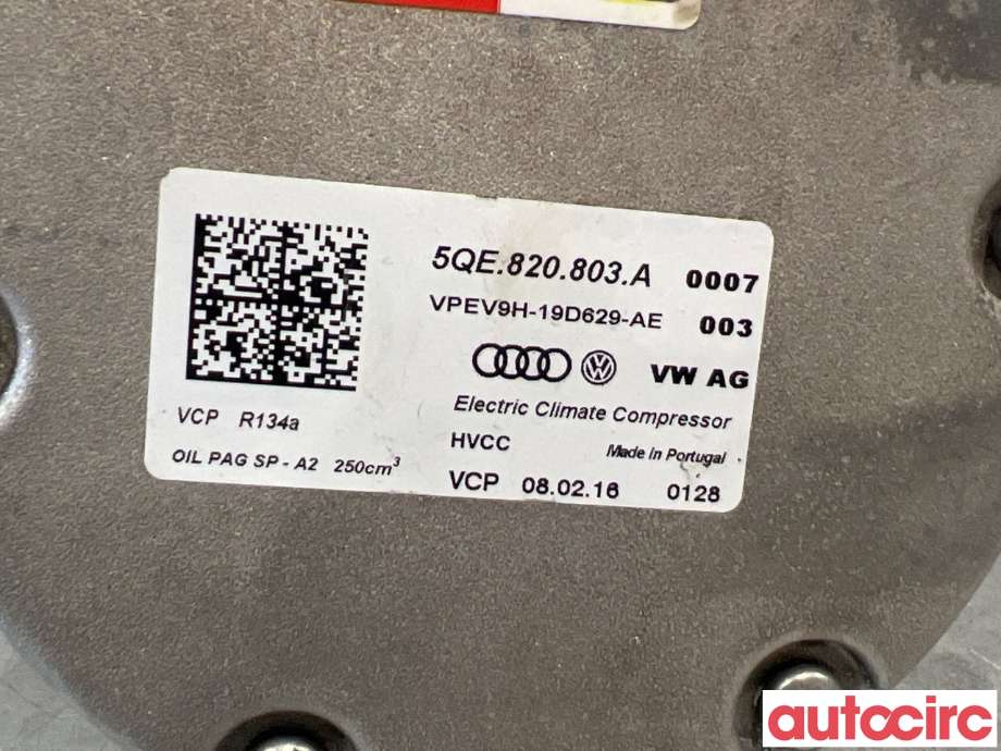 Aircondition kompressor til VW e-Golf 2014-2017 (Fase 1)  (VOLKSWAGEN|5QE816803K|VPEV9H-19D629-AE|5QE816803A)