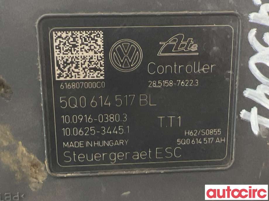 ABS sentral til Audi A3 2016-2020 (Type III, Fase 2)  (AUDI|5Q0614517BL|100220-08294)