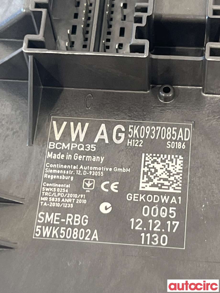 Styreenhet comfort (BCM) til VW Caddy 2015-2020 (Type III, Fase 3)  (VOLKSWAGEN|5K0937087AK|5WK50802A|5K0937085AD)
