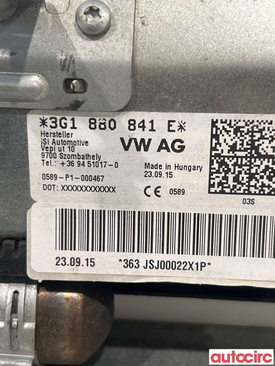Airbag kne til VW Passat 2015-2019 (Fase 1) (B8) (B8) (VOLKSWAGEN|3G1880841G||3G1880841E)