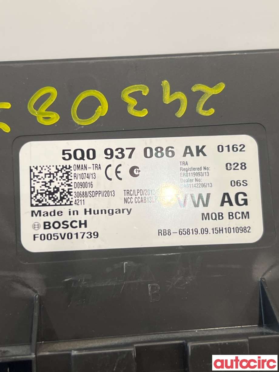 Styreenhet comfort (BCM) til VW Passat 2015-2019 (Fase 1) (B8) (B8) (VOLKSWAGEN|5Q0937086AK|F005V01739)