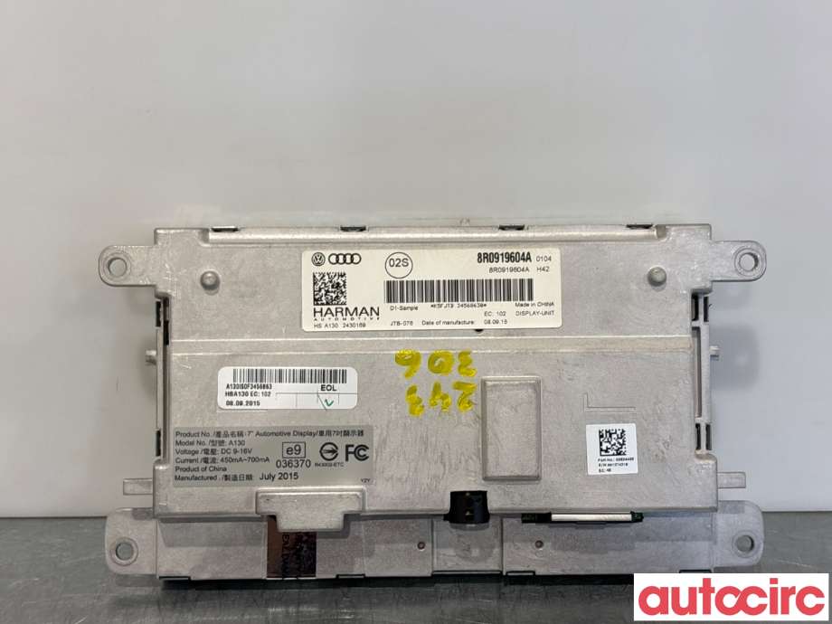 Instrument kjørecomputer til Audi Q5 2012-2017 (Type I, Fase 2) (AUDI|8R0919604A|)