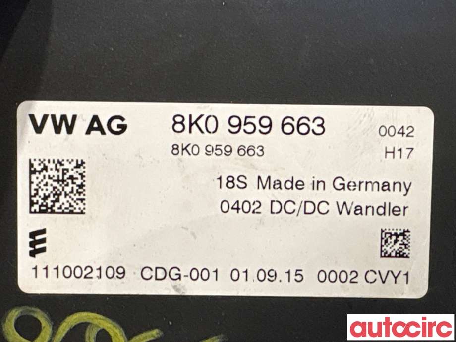 Styreenhet diverse til Audi Q5 2012-2017 (Type I, Fase 2)  (AUDI|8K0959663D|111002109|8K0959663)