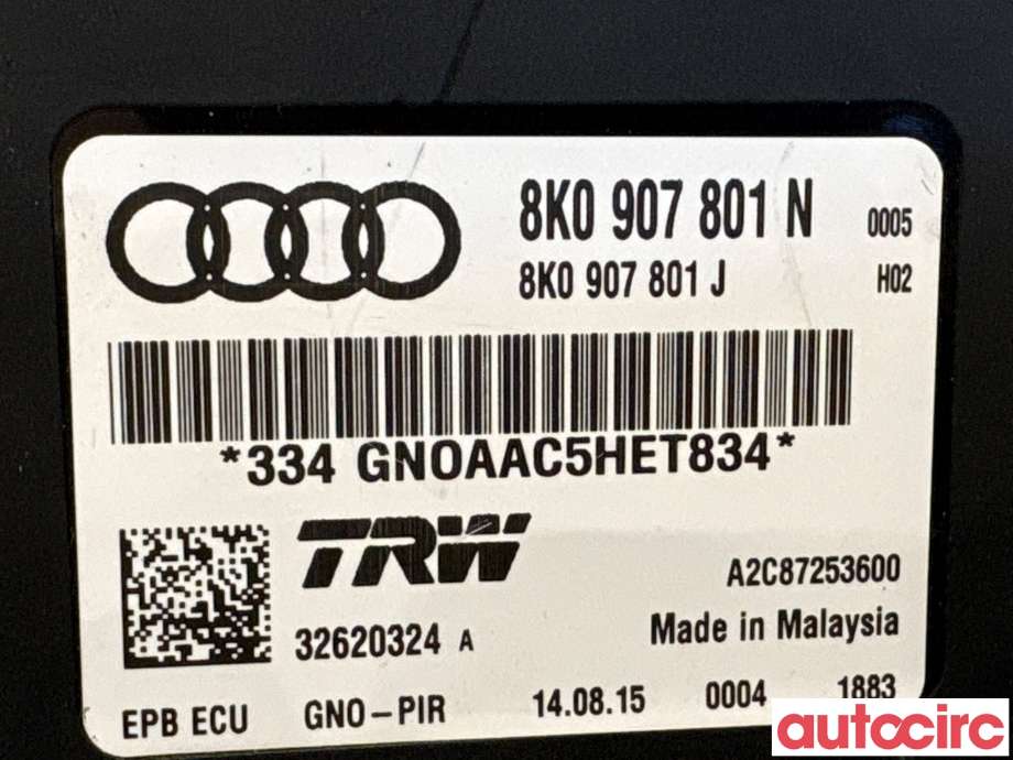 Styreenhet elektrisk parkbrems (EPB - Electric Parking Brake) til Audi Q5 2012-2017 (Type I, Fase 2)  (AUDI|8K0907801P|A2C87253600|8K0907801N)