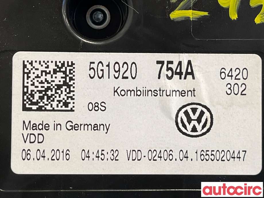 Instrumentpanel til VW e-Golf 2014-2017 (Fase 1)  (VOLKSWAGEN|5G1920754A)