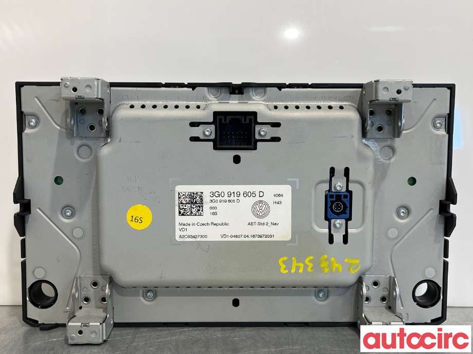 Multimedia display (MCU - Media Controller Unit) til VW e-Golf 2014-2017 (Fase 1)  (VOLKSWAGEN|3G0919605D|A2C93427300)