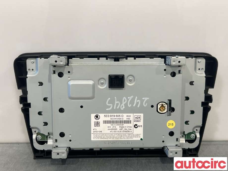 Multimedia display (MCU - Media Controller Unit) til Škoda Octavia 2013-2016 (Type III, Fase 1)  (SKODA|5E0919605D|)