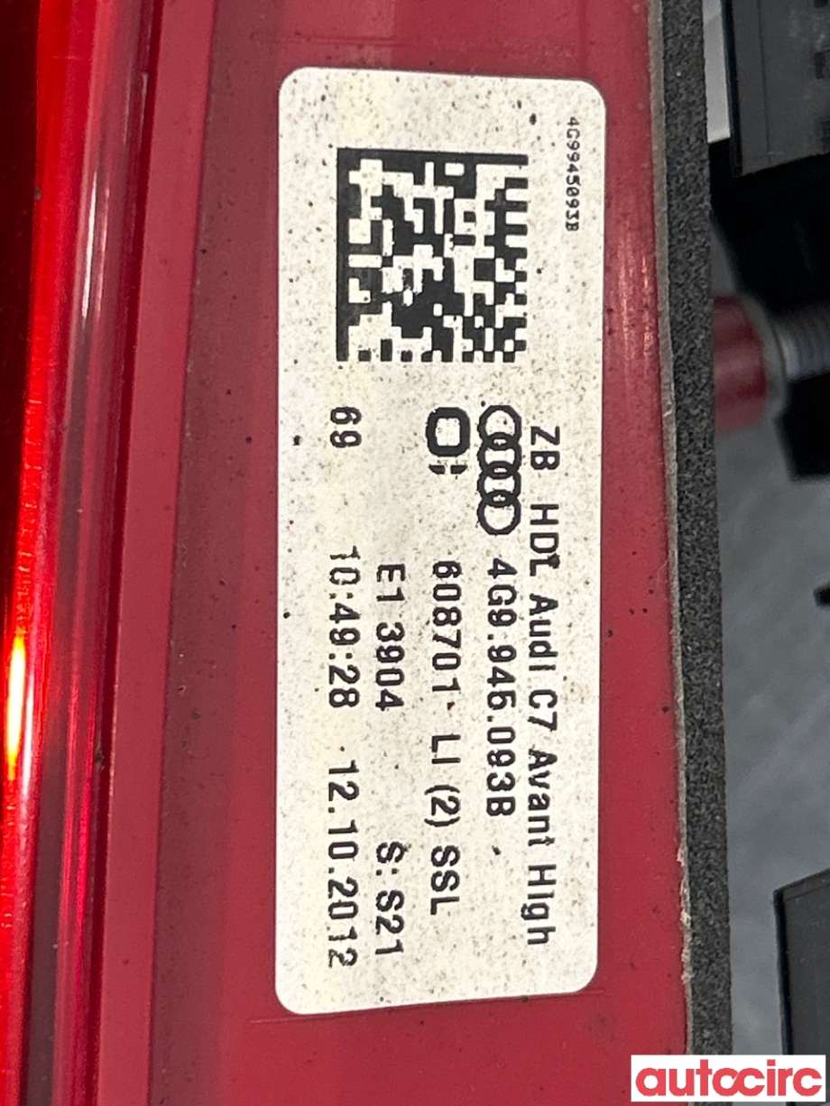 Baklykt venstre indre til Audi A6, Allroad 2012-2014 (Type III, Fase 1) (C7) (C7) (AUDI|4G9945093B|)