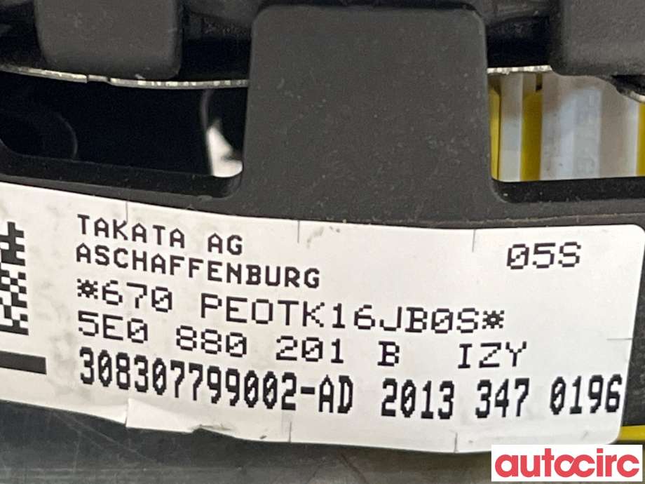 Airbag rattpute til Škoda Octavia 2013-2016 (Type III, Fase 1)  (SKODA|5E0880201B)