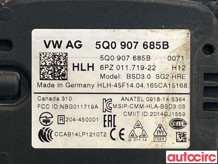 Sensor radar til Škoda Superb 2015-->> (Type III)  (SKODA|5Q0907685B)
