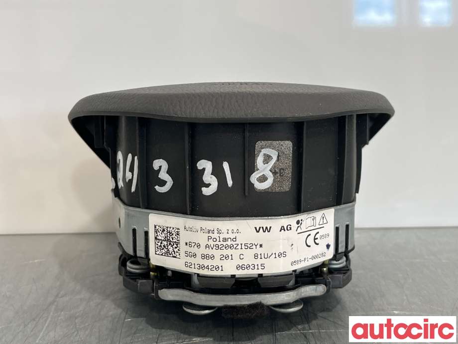 Airbag rattpute til VW e-Golf 2014-2017 (Fase 1)  (VOLKSWAGEN|5G0880201S|5G0880201A)