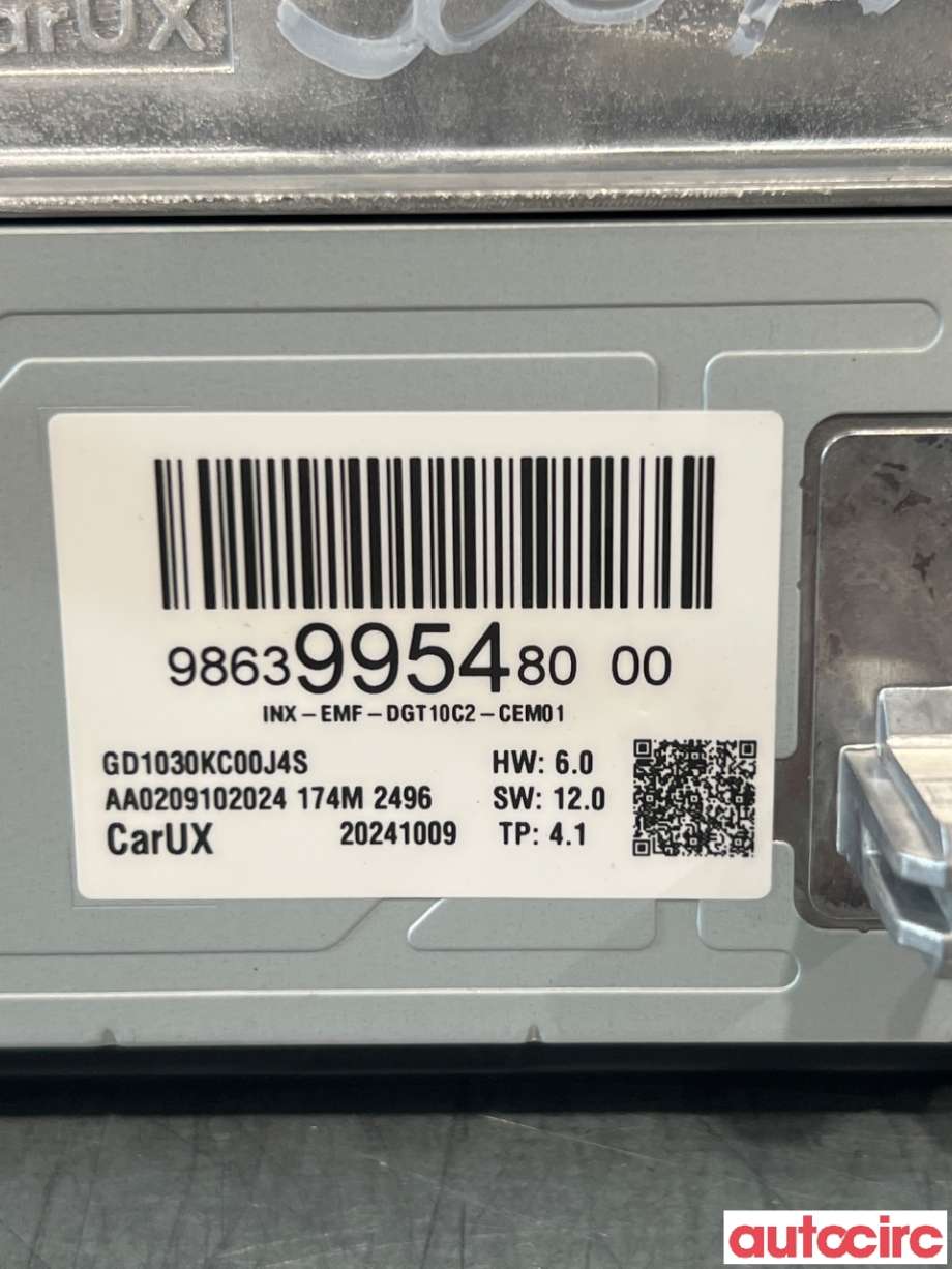 Multimedia display (MCU - Media Controller Unit) til Opel Mokka E 2020-->> (Type II)  (OPEL|9863995480|)