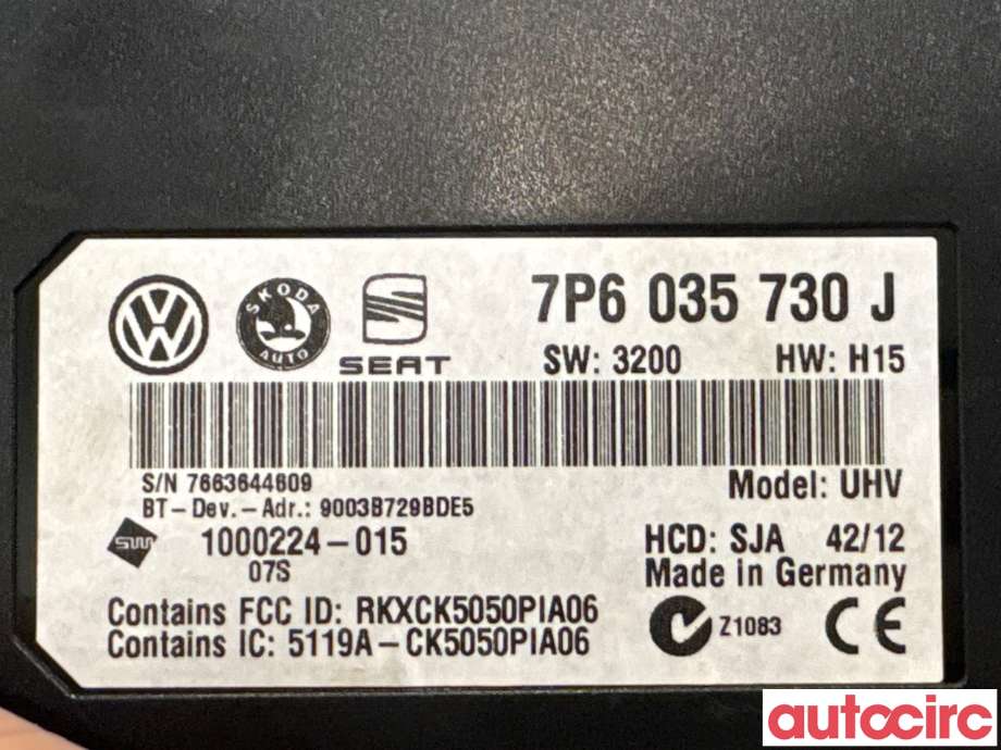 Styreenhet bluetooth til VW Tiguan 2011-2016 (Type I, Fase 2)  (VOLKSWAGEN|7P6035730J||7P6035730M)
