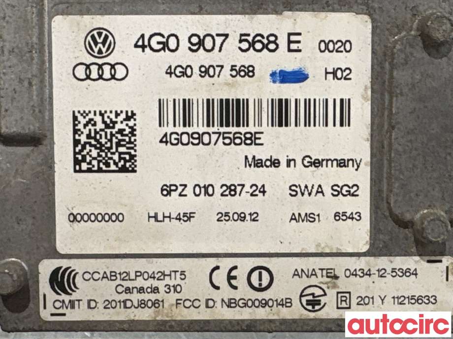 Sensor radar til Audi A6, Allroad 2012-2014 (Type III, Fase 1) (C7) (C7) (AUDI|4G0907568E|6PZ010287-24)