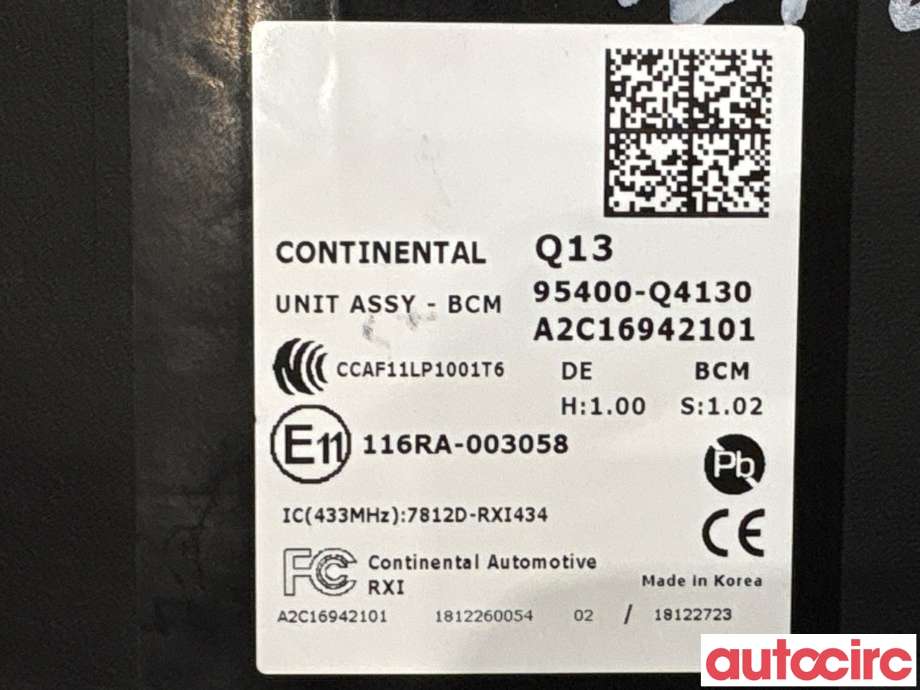 Styreenhet comfort (BCM) til Kia Niro 2016-2021 (KIA|95400Q4130|A2C16942101|95400-Q4130)