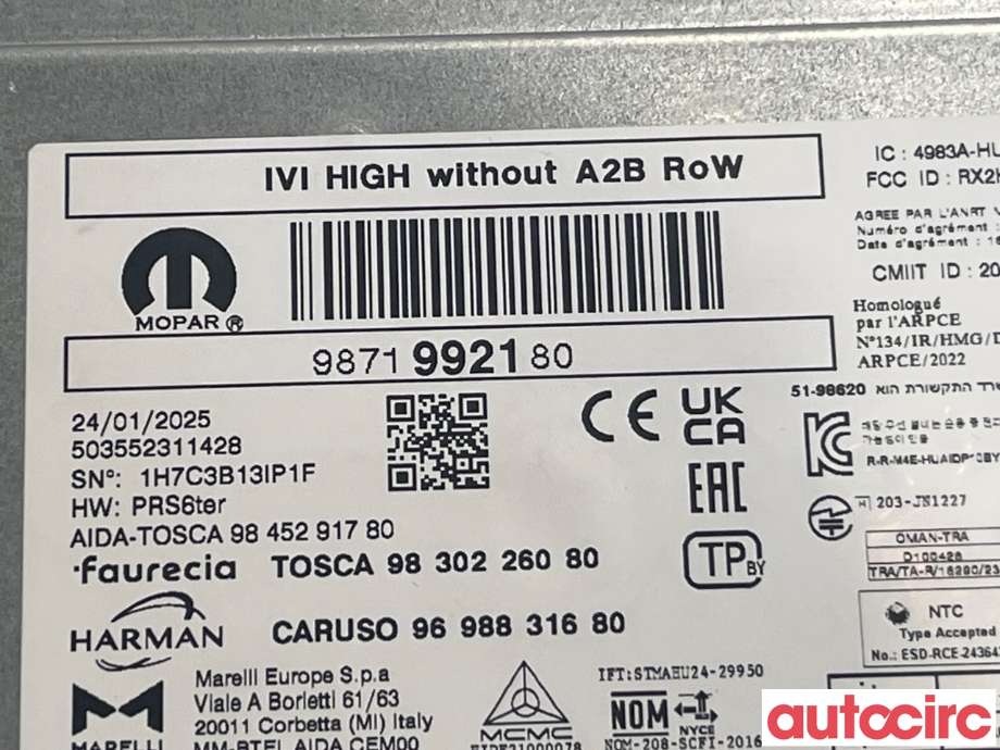 Bilstereo til Opel Mokka E 2020-->> (Type II) (OPEL|6505310880|8971992180)