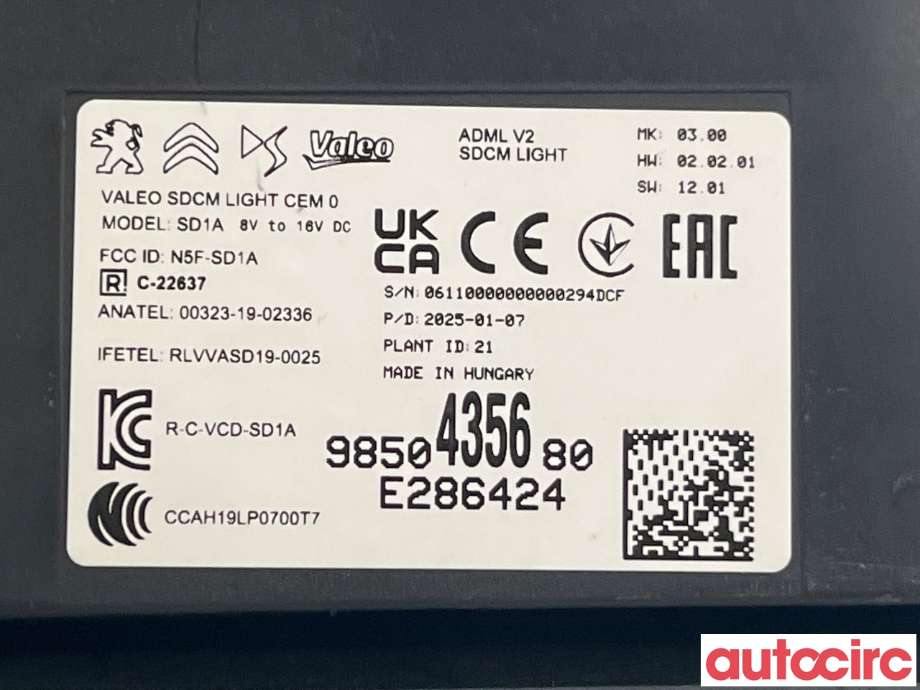 Styreenhet nøkkelfri/keyless til Opel Mokka E 2020-->> (Type II)  (OPEL|1690895880|169089588|9850435680)