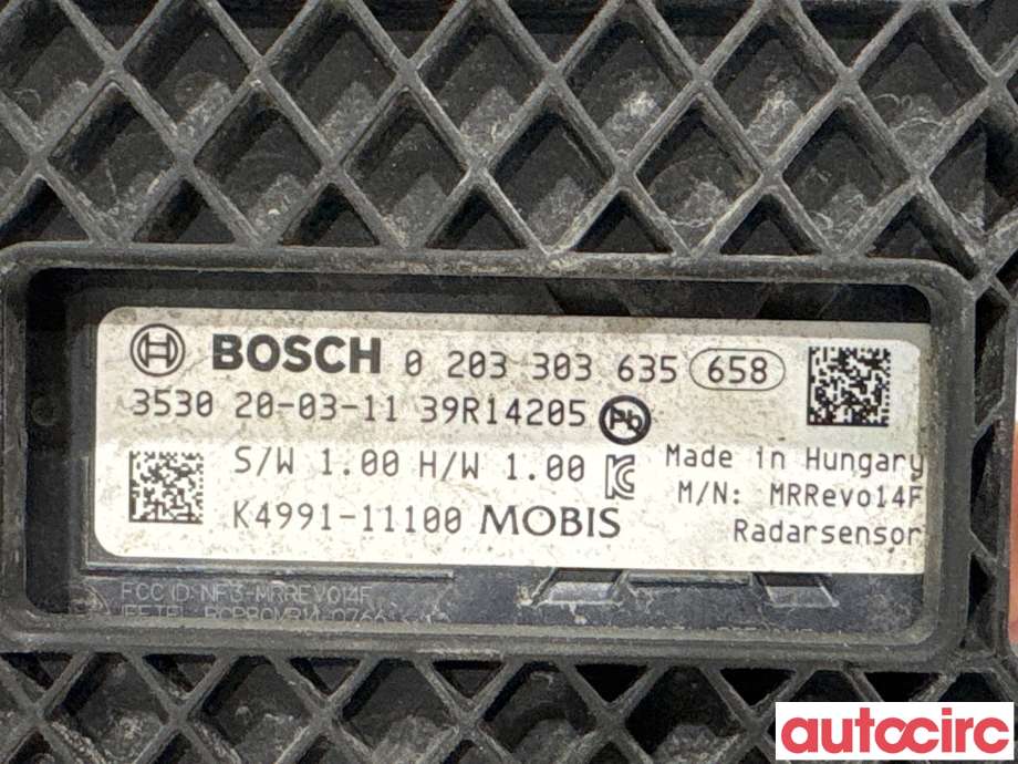 Sensor radar til Hyundai Kona 2017-2021 (Type I, Fase 1) (HYUNDAI|99110K4100|0203303635|K4991-11100)