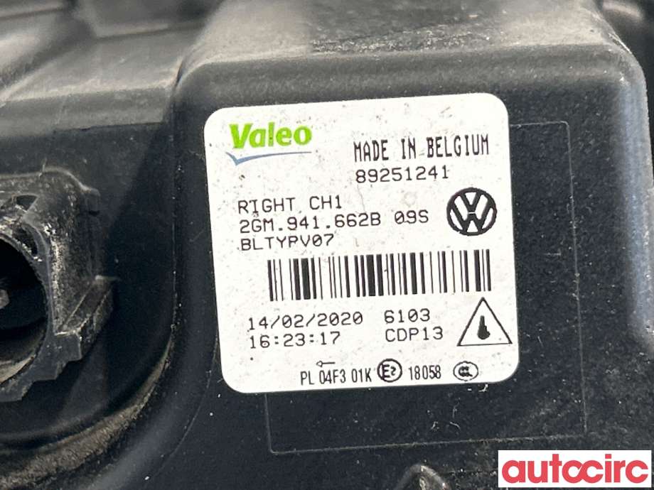 Tåkelykt høyre foran til VW T-Cross 2019-->>  (VOLKSWAGEN|2GM941662B|)